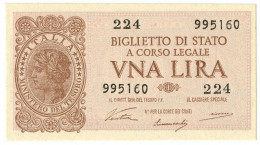 1 LIRA BIGLIETTO DI STATO LUOGOTENENZA UMBERTO VENTURA 23/11/1944 FDS - Regno D'Italia – Autres