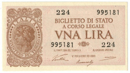 1 LIRA BIGLIETTO DI STATO LUOGOTENENZA UMBERTO VENTURA 23/11/1944 FDS - Regno D'Italia - Altri