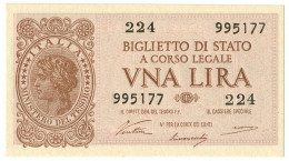 1 LIRA BIGLIETTO DI STATO LUOGOTENENZA UMBERTO VENTURA 23/11/1944 FDS - Regno D'Italia – Other