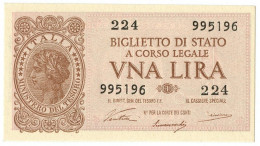 1 LIRA BIGLIETTO DI STATO LUOGOTENENZA UMBERTO VENTURA 23/11/1944 FDS - Andere