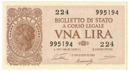 1 LIRA BIGLIETTO DI STATO LUOGOTENENZA UMBERTO VENTURA 23/11/1944 FDS - Regno D'Italia – Autres