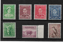 AUSTRALIA 1937 - 1949 PERF 15 X 14 Or PERF 14 X 15 VALUES TO 6d SG 180,182,184,186,188,189,190a UNMOUNTED MINT Cat £82+ - Ongebruikt