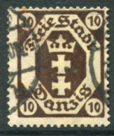DANZIG 1921  Arms 10 Pf. Postally Used.  Michel 74,  Infla Expertised - Usati
