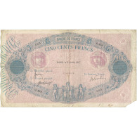 France, 500 Francs, Bleu Et Rose, 1917, Q.458 525, B, Fayette:30.23, KM:66g - 500 F 1888-1940 ''Bleu Et Rose''