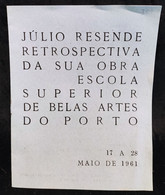 C1/6 - Catálogo * Júlio Resende * Pintura * 1961 * Portugal - Programme