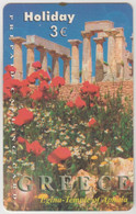 GREECE - Holiday Greece ,Egina Temple Of Aphaia, AMIMEX Prepaid Card ,3 €, Tirage 5.000, Used - Grèce