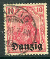 DANZIG 1920 Overprint On 10 Pf..Germania  Postally Used.  Michel 2,  Infla Expertised - Gebraucht