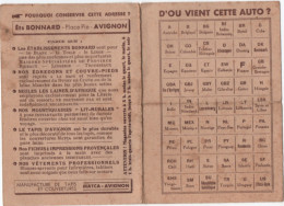 Répertoire Des Plaques   Immatriculation   Ets  Bonnard  Avignon - Number Plates