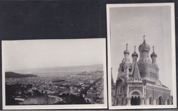 2 X VIEILLE PHOTO * NICE ( 06 ) * Panorama - Clochers De L'église Russe * - Lugares
