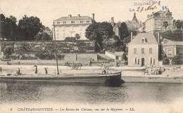 Château Gontier * Les Ruines Du Château Vu Sur La Mayenne * Péniche Batellerie * Cachet Hôpital N°2 - Chateau Gontier