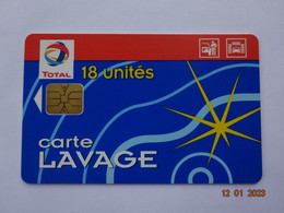 CARTE A PUCE CHIP CARD  CARTE LAVAGE AUTO TOTAL 18 UNITES 470 STATIONS - Car Wash Cards