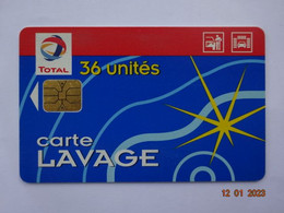 CARTE A PUCE CHIP CARD  CARTE LAVAGE AUTO TOTAL 36 UNITES 400 STATIONS - Car Wash Cards