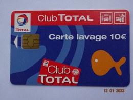 CARTE A PUCE CHIP CARD  CARTE LAVAGE AUTO TOTAL  CLUB TOTAL 10 € - Car Wash Cards