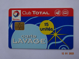 CARTE A PUCE CHIP CARD  CARTE LAVAGE AUTO TOTAL  LE CLUB  15 UNITES 470 STATIONS - Car Wash Cards