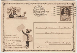 BELGIQUE - 1931 - CARTE ENTIER ILLUSTREE BILDPOSTKARTE "NOËL" De BRUXELLES => LANNEMEZAN (HAUTES PYRENEES) - Illustrated Postcards (1971-2014) [BK]