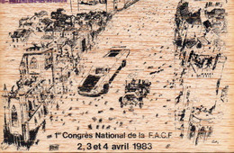 VILLENEVE LES AVIGNONS, CONGRES NATIONAL DE LA F.A.C.F. AVRIL 1983, CARTE EN BOIS REF 5350 - Manifestazioni