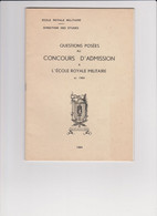 Ecole Royale Militaire ERM Bruxelles Concours D'admission Questions 1984 - Programme