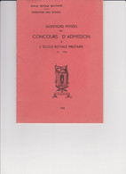 Ecole Royale Militaire ERM Bruxelles Concours D'admission Questions 1983 - Programme