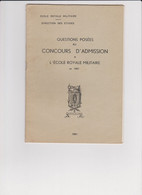 Ecole Royale Militaire ERM Bruxelles Concours D'admission Questions 1981 - Programme