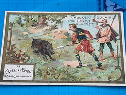 Carte Image Chromo Chocolat Poulain  -Chasse Au Sanglier à L’épieu - Serie  Les Chasses - Schokolade