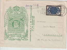 LUXEMBOURG - 1956 - ENVELOPPE ILLUSTREE 65°ANNIVERSAIRE UNION TIMBROPHILES => STRASBOURG - Covers & Documents