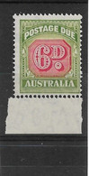 AUSTRALIA 1947 6d POSTAGE DUE SG D125 UNMOUNTED MINT Cat £25 - Impuestos