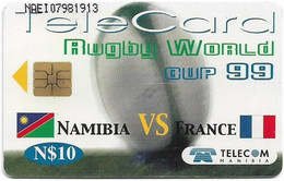 Namibia - Telecom Namibia - Rugby World Cup '99, Namibia VS France - 10$, 1999, Used - Namibië