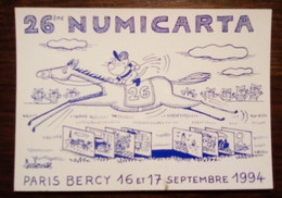 Carte Postale Numérotée - Numicarta Paris-Bercy 1994 - Illustration Barberousse - Bourses & Salons De Collections