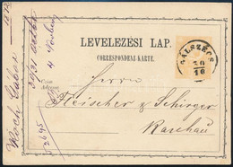 1872 2kr Díjjegyes Levelezőlap / PS-card "GÁLSZÉCS" - Sonstige & Ohne Zuordnung