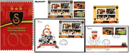 Turkey - 2005 - 100th Anniversary Of Galatasaray Sports Clup - FDC, Mini S/Sheet And Stamps Set - Portfolio & Folder - Ongebruikt