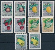 ** 1964 Trópusi Gyümölcs Fogazott és Vágott Sor, Tropical Fruit Perf And Imperf Set Mi 334-338 + 334-338 U - Sonstige & Ohne Zuordnung