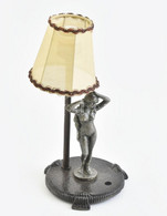Figurális Asztali Lámpa, Ernyővel, Szerelék Nélkül, Erősen Kopott, M: 26 Cm - Sonstige & Ohne Zuordnung