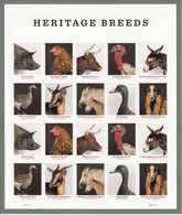 2021 USA Heritage Breeds Farm Animals Agriculture Pigs Ducks Donkeys Miniature Sheet Of 20 @ BELOW Face Value - Ungebraucht