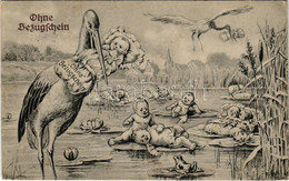 T2/T3 1917 Ohne Bezugsschein / Children Art Postcard, Storks With Babies, Humour. S.V.D. Nr. 1610. S: Fr. R. (EK) - Ohne Zuordnung