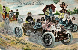 T2/T3 Children Art Postcard, Montage With Automobiles (EK) - Ohne Zuordnung