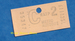 Ticket Ancien De Métro / Autobus - RATP 2 - C - 35347 - Billet - 6 II A 35 L - Paris - Europe