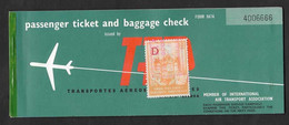 Espagne Taxe Aéroport Timbre Fiscal Sur Billet Avion 1965 TAP Air Portugal Las Palmas Funchal Plane Ticket Spain Revenue - Europa