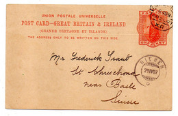 Grande Bretagne --1897 - Entier CP  De  LONDRES  Destiné à  St CHRISCHOND Près BASLE (Suisse)...cachets - Material Postal