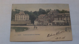 ANTIQUE POSTCARD BELGIUM TILFF - PLACE DU SAUCY ET CHATEAU USED 1908 - Esneux