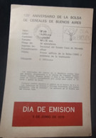 Volante Día De Emisión – 9/6/1979 – 125° Aniversario De La Bolsa De Cereales De Buenos Aires – Argentina - Libretti