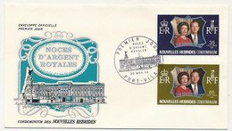 NOUVELLES HÉBRIDES - Enveloppe FDC 1er Jour - Noces D' Argent Des Souverains Britanniques - PORT VILA 1972 - FDC
