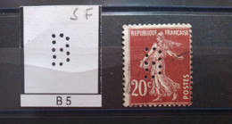 FRANCE B 5 TIMBRE  INDICE 6 SUR 139  PERFORE PERFORES PERFIN PERFINS PERFO PERFORATION PERFORIERT - Used Stamps