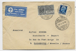 ITALIA POSTA AEREA 60C+ 1.25 LETTERA LETTRE COVER VIA AEREA PAR AVION ROMA PARIGI 29.7.35 TO SARREBOURG FRANCE - Poststempel (Flugzeuge)