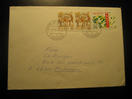 ZURICH 1990 To Mulhouse Donkey Donkeys Ane Stamp On Cancel Cover SWITZERLAND - Ezels