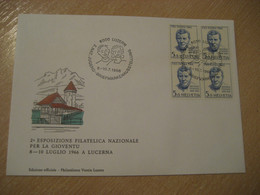 LUZERN 1966 Heinrich Federer Writer Stamp Jugend Briefmarken Child Cancel Bridge Water Tower Cover SWITZERLAND Lucerne - Ecrivains