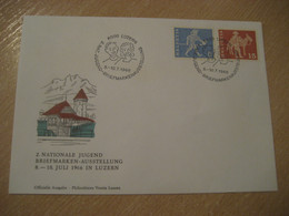 LUZERN 1966 Donkey Donkeys Stamp Jugend Briefmarken Cancel Bridge Water Tower Cover SWITZERLAND Lucerne - Donkeys