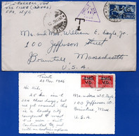 1333.ITALY.TRIEST. 1946 COVER(BADLY OPENED,STAMP DAMAGED) AND POSTCARD TO USA - Storia Postale