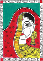 Original Painting- Rajasthani Village Woman- Acrylic  Hand-painting On Art Paper- Indian- Rajasthani Art- By Neema - Acrylic Resins