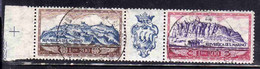 REPUBBLICA DI SAN MARINO 1958 POSTA AEREA AIR MAIL VEDUTA MONTE TITANO VIEW STRISCIA SERIE COMPLETA STRIP SET USATA USED - Luftpost