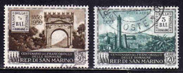 REPUBBLICA DI SAN MARINO 1959 CENTENARIO FRANCOBOLLI ROMAGNE SERIE COMPLETA USATA USED OBLITERE' - Gebruikt